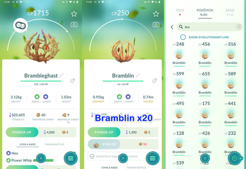Pokémon ptc brambleghast - go,